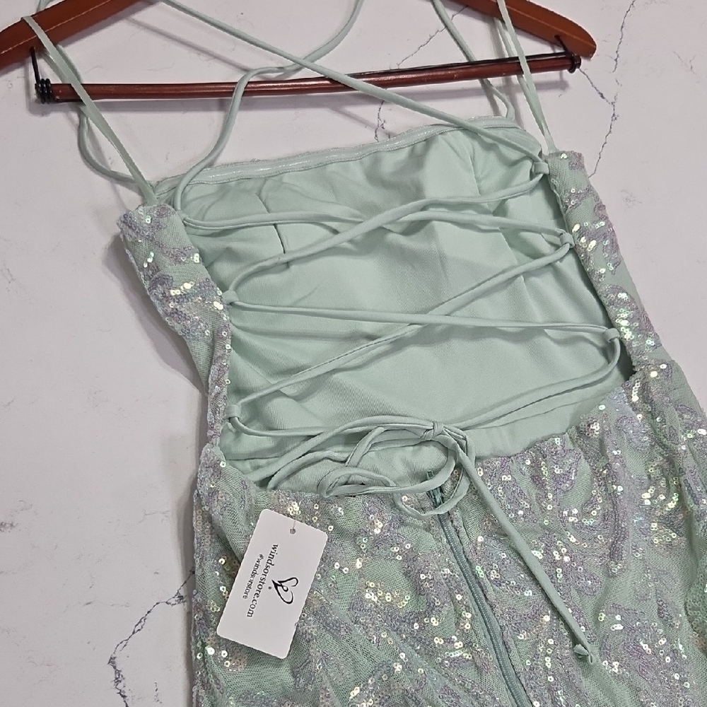 Windsor Mint Backless Maxi Dress SzL New With Tag - Picture 8 of 11
